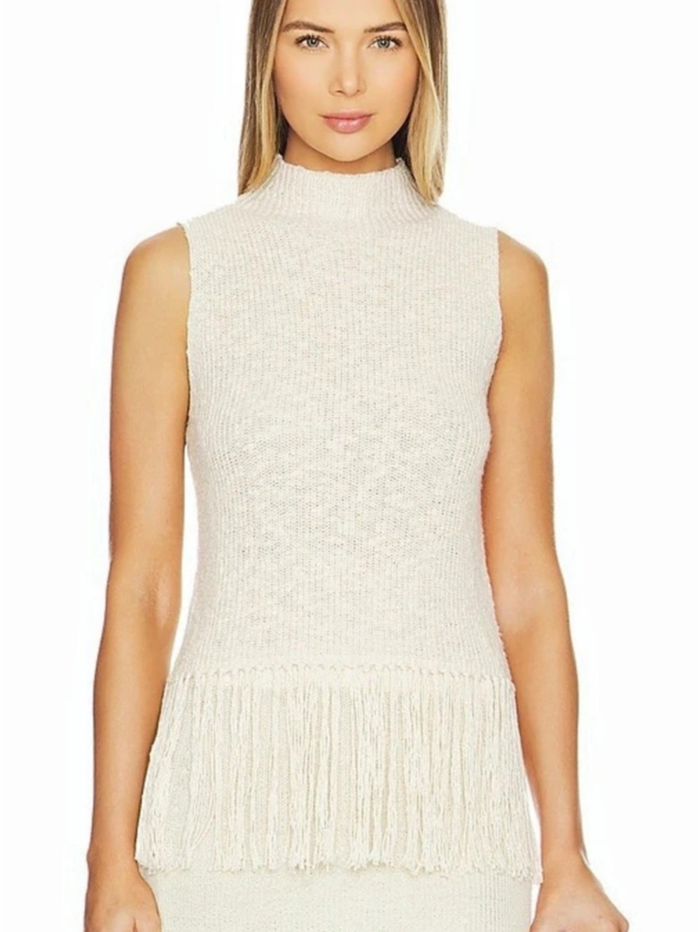 Rails Astrid Fringe Hem Knit Tank Ecru Size S